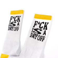 Load image into Gallery viewer, F*CK IS A DAY OFF Yellow Sock